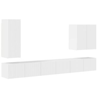 vidaXL Conjunto De Mueble Para Tv De Pared 6 Pcs Brillante Vidaxl