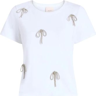 Cinq &agrave; Sept T-shirt Corded con strass - Bianco
