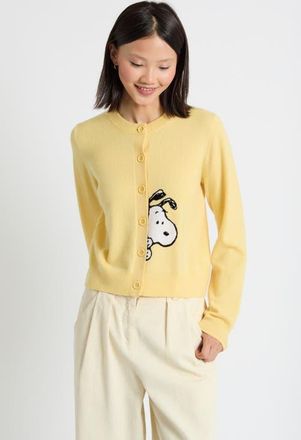 Chinti and Parker Sneaky Snoopy Wool-Cashmere Cardigan in Soft Yellow at Nordstrom, Size X-Small