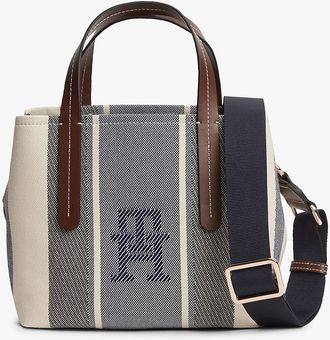 Tommy Hilfiger Womens Striped Jacquard Mini Satchel Bag - Blue