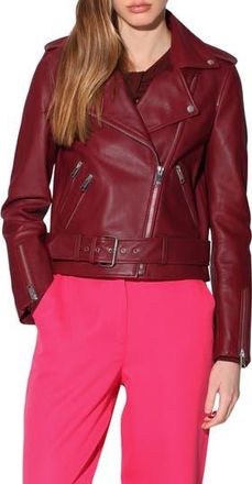Walter Baker Allison Leather Moto Jacket in Garnet at Nordstrom Rack, Size X-Small