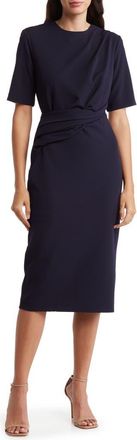 Alexia Admor Harper Short Sleeve Midi Sheath Dress in Navy at Nordstrom Rack, Size X-Small