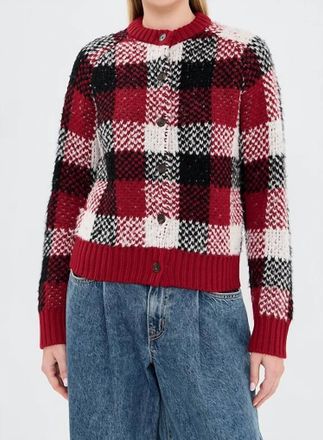 Guest In Residence Buffalo Plaid Cardigan In Ruby Combo
