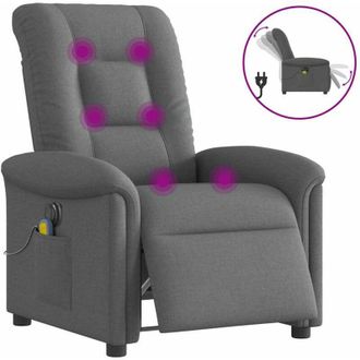 vidaXL Sill&oacute;n Reclinable De Masaje El&eacute;ctrico Tela Gris Oscuro Vidaxl
