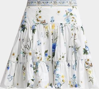 Camilla Floral Cotton Bubble Mini Skirt