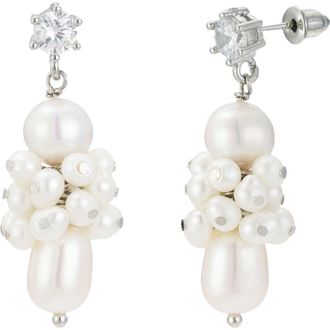 Untamed Petals Sydney Pearl Drop Earrings in Silver at Nordstrom