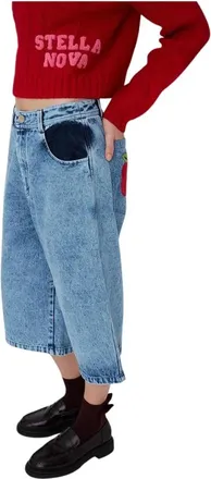 Stella Nova Korte Broeken, Dames, Blauw, L, Denim, Losse Denim Shorts