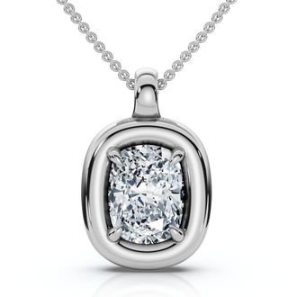 Pompeii3 1Ct Cushion Diamond Navi Pendant 14k Gold Lab Grown 18 Necklace Size: 5/8 Tall