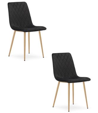 OEM Silla Turin - Terciopelo Negro / Patas Color Madera X 2