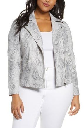 Adyson Parker Animal Print Moto Jacket in Grey Combo at Nordstrom Rack, Size 1X