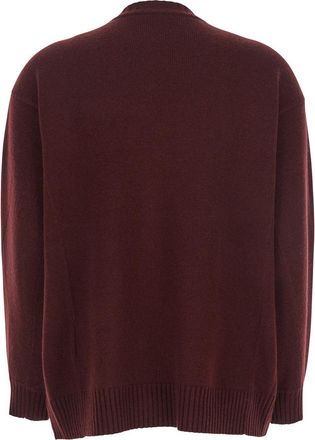 Max Mara Womens Bordeaux Crew Neck Sweater With Embroidery Wool Tops Top