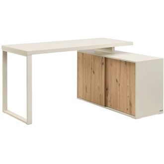 Vente-Unique Scrivania ad angolo con spazio contenitivo - MDF - Beige e naturale - LONAMI