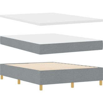 vidaXL Box Spring Bed with Mattress Light grey 140 x 200 cm Fabric vidaXL