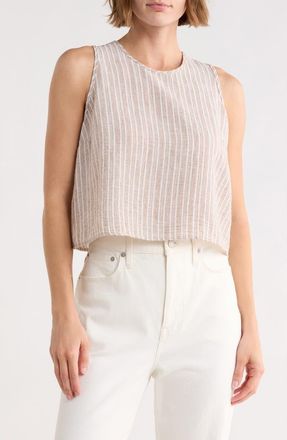 Renee C Stripe Sleeveless Cotton Top in Natural at Nordstrom Rack, Size X-Small