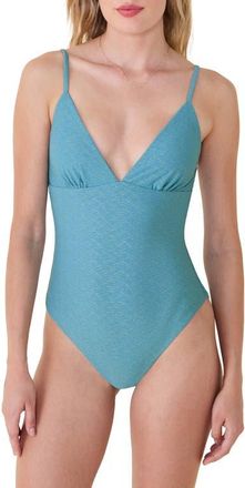 Andie Swim The Lanikai Shimmer One-Piece Swimsuit in Serene at Nordstrom, Size X-Large
