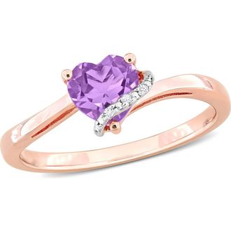Delmar Heart Amethyst & Diamond Ring - 0.009ct. in Purple at Nordstrom Rack, Size 6