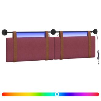 vidaXL Cabecero Colgante Con Luz Led Rojo Vino Pu Antiguo Vidaxl