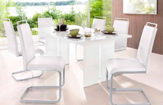 Dmora Mesa De Comedor Fija Moderna, Made In Italy, Mesa De Dise&ntilde;o Rectangular, Mesa De Cocina, 160x90h75 Cm, Color Blanco Brillante, Con Embalaje Reforzado 