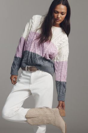 English Factory Colorblock Cable-Knit Sweater
