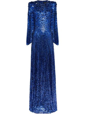 Jenny Packham Phara dress - women - Nylon - 10 - Blue