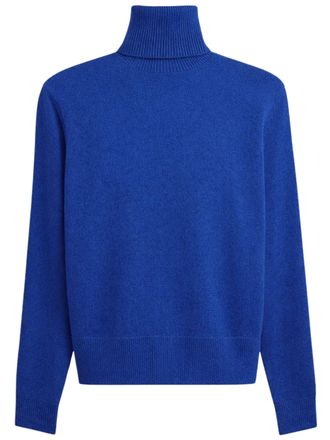 Frankie Shop Blue Gala Ribbed Wool Turtleneck Sweater
