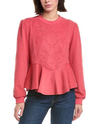 Fate Fate Embossed Floral Peplum Sweatshirt