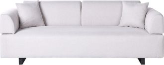 Beliani 3 Seater Sofa Removable Armrests and Backrest with 2 Side Tables Beige Sokna