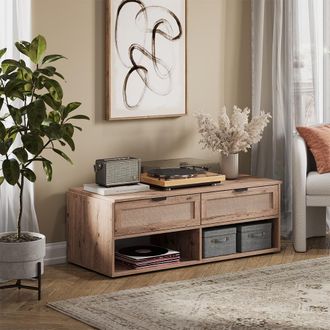 Vicco Mesa De Centro Elven, Roble, 120 X 50 Cm Con 2 Cajones, Vicco
