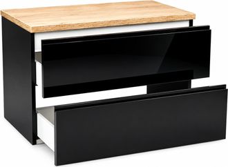 OEM Mueble De Ba&ntilde;o De 80x50 Cm, Negro Brillante, Suspendido, Con Encimera Modus