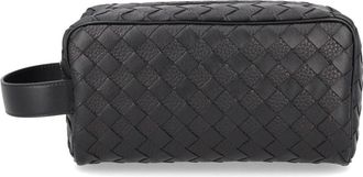 Bottega Veneta Mens Woven Leather Clutch Bag Black