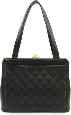 Chanel Matelasse Black Leather Shoulder Bag Tote Bag (Pre-Owned)