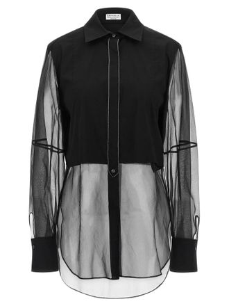 Brunello Cucinelli Shiny Trims Shirt And Blouse Black