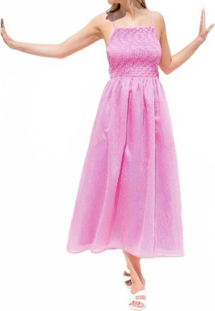 THML Clothing Bristol Smocked Dress In Cool Pink & White