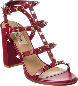 Valentino Rockstud Caged 90 Leather Ankle Strap Sandal