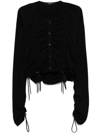 Yohji Yamamoto elasticated cardigan - women - Cotton - 2 - Black