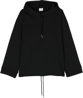 Courr&egrave;ges logo-patch cotton hoodie - unisex - Cotton - S - Black