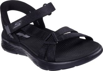 Skechers Sandale SKECHERS GO WALK FLEX SANDAL-ILLUMINATE, Damen, Gr. 35, schwarz, Textil, unifarben, Schuhe Sandale, Sandalette, Trekking Sandale mit Gogo Mat 