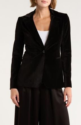 Alice & Olivia Macey Fitted Velvet Blazer in Black at Nordstrom Rack, Size 12