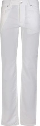 Brioni Witte Linnen Katoenen Broek Rechte Pijp - Heren - Straight fit broeken - Wit - W35 - Katoen - Broeken