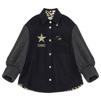 5 Progress Shirts, female, Blue, XS, Blue Shirt Navy Sleeves