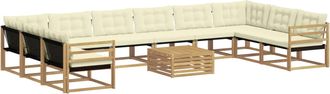 vidaXL Conjunto De Sof&aacute;s De Exterior 11 Uds. Blanco Y Crema Vidaxl