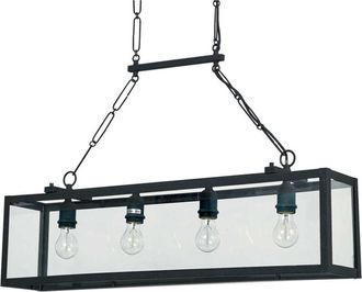 Ideal Lux Ideal Lux Igor - L&aacute;mpara Colgante De Techo Con 4 Luces, Negro, Placas De Vidrio Transparente, E27