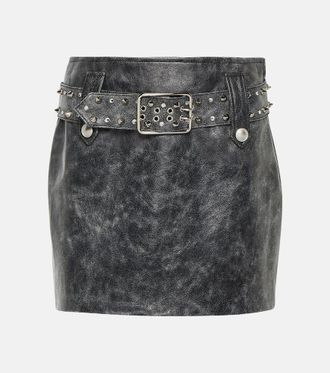 Alessandra Rich Minigonna in pelle con cintura