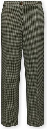 Elena Miro Gecropte jacquard ruitbroek - Dames - Vrijetijds broeken - Zwart - XL - Polyester - Broeken