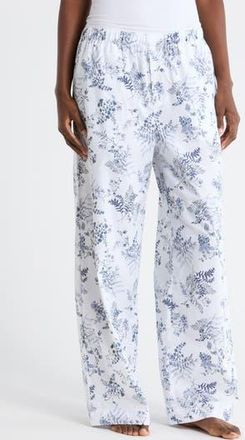 Nordstrom Rack Cotton Poplin Pajama Pants in White- Navy Restore Floral at Nordstrom Rack, Size X-Small