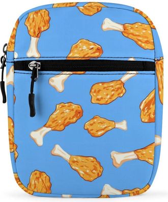 Generic Fried Chicken Pattern Trendy Crossbody Bag for Men Women Small Satchel Men Sling Adjustable Shoulder Strap Messenger