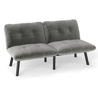 Urban Meuble Sof&aacute; cama fut&oacute;n convertible CLIC-CLAC en tela de terciopelo gris