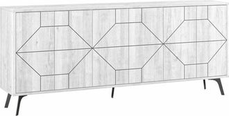 Dmora Credenza Chiron, Buffet da soggiorno, Madia da salotto, Dispensa da cucina, 184x35 h77 cm, Bianco - Dmora