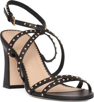 Cinq &agrave; Sept Blair Studded Ankle Strap Sandal in Black/gold at Nordstrom, Size 38.5