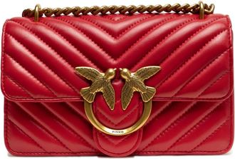 Pinko Mini Love Bag One Chevron - Dames - Schoudertassen - Rood - ONE Size - Katoen - Tassen